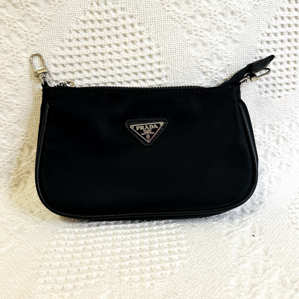 Designer-inspired black pouch